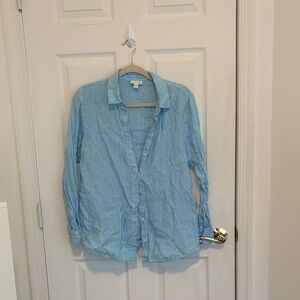 J. Jill Blue & White Stripped Linen Top